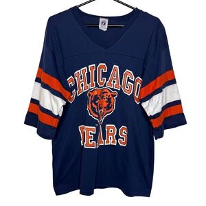 Vintage Chicago Bears Logo 7 Jersey Shirt Mens XL Navy Blue Made in USA 90s NFL